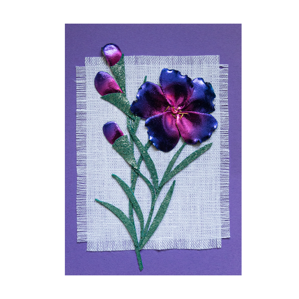 violetti kukkakortti