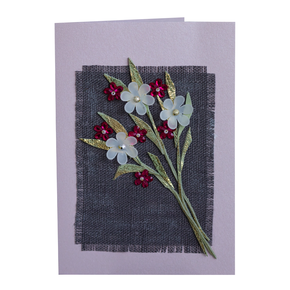 Puna-valkoinen helmikukkakortti