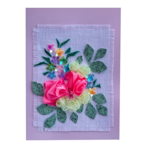 Monivärinen kukkakimppukortti