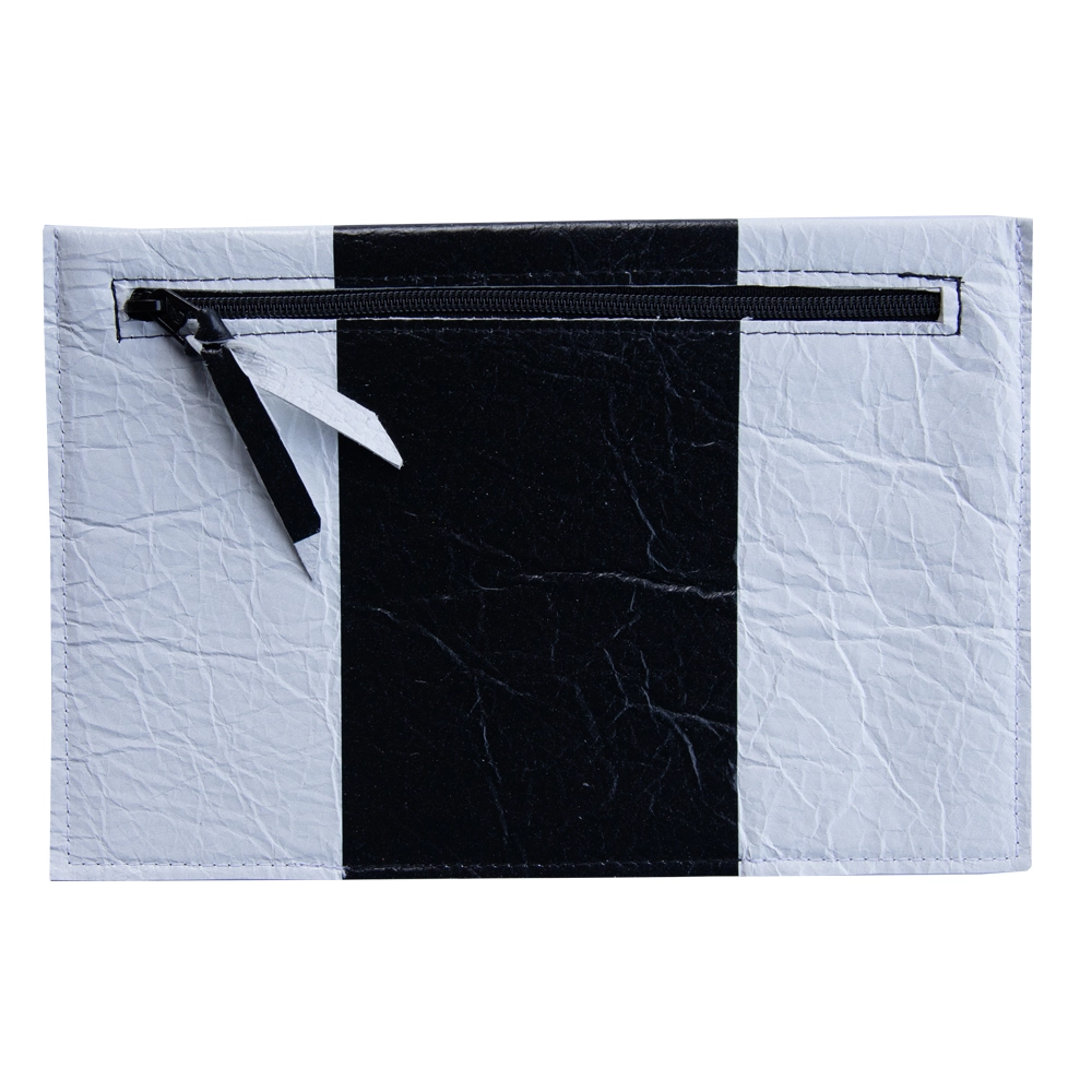 Mustavalkoraidallinen, nahkainen clutch