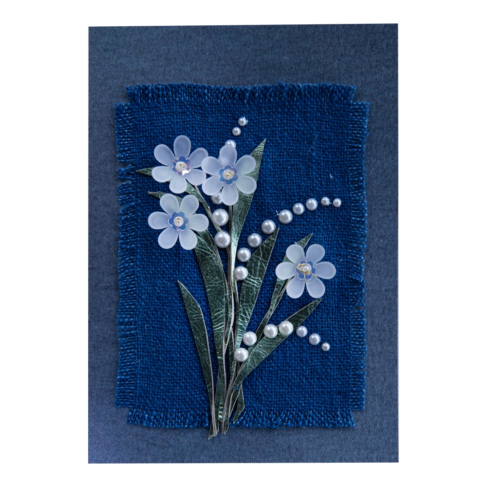 Sininen helmikukkakortti